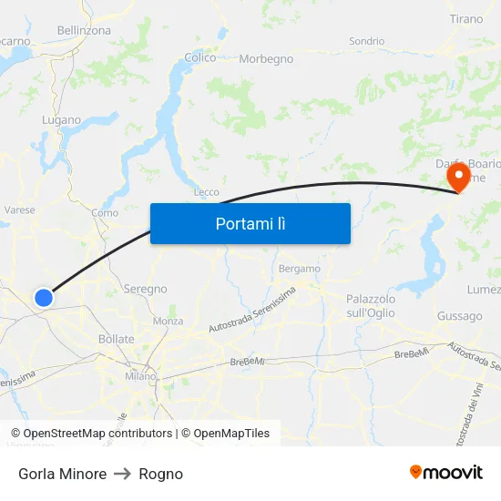 Gorla Minore to Rogno map