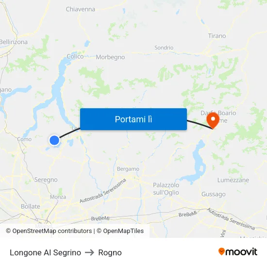 Longone Al Segrino to Rogno map