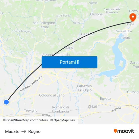 Masate to Rogno map