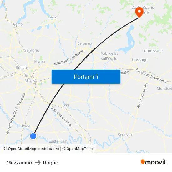 Mezzanino to Rogno map