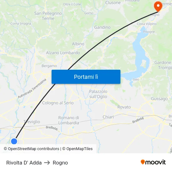 Rivolta D' Adda to Rogno map