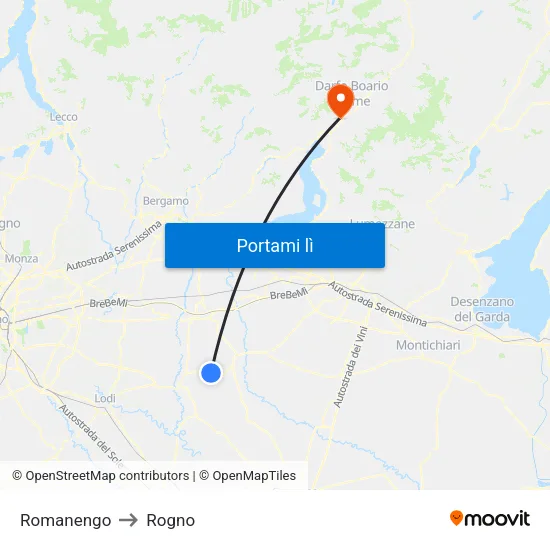 Romanengo to Rogno map