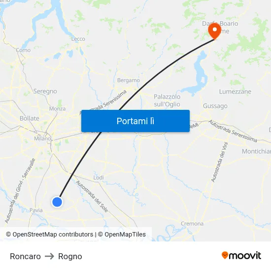 Roncaro to Rogno map