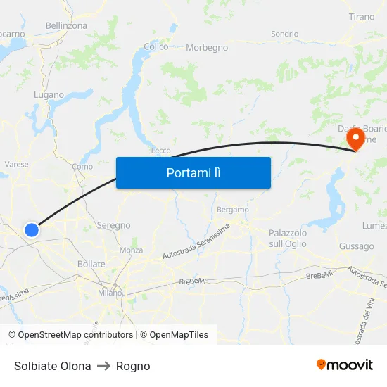 Solbiate Olona to Rogno map