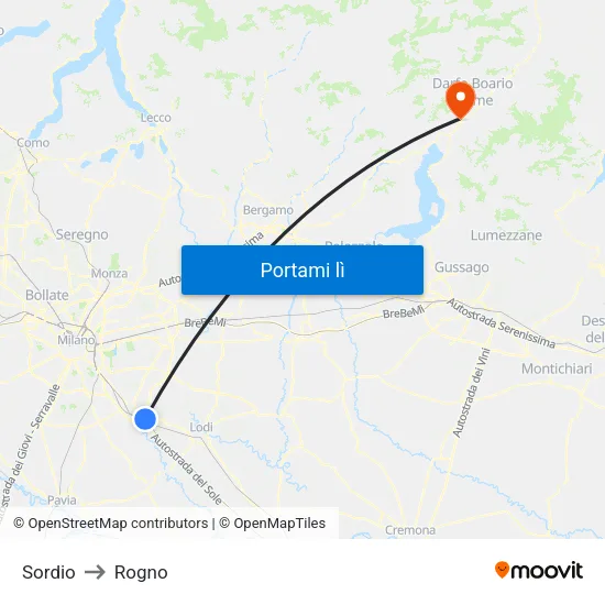 Sordio to Rogno map
