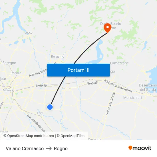 Vaiano Cremasco to Rogno map
