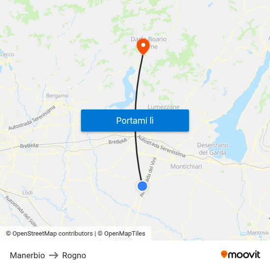 Manerbio to Rogno map