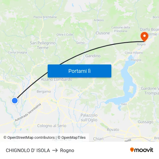 CHIGNOLO D' ISOLA to Rogno map