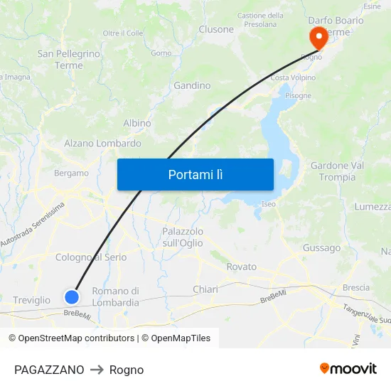 PAGAZZANO to Rogno map