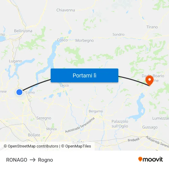 RONAGO to Rogno map