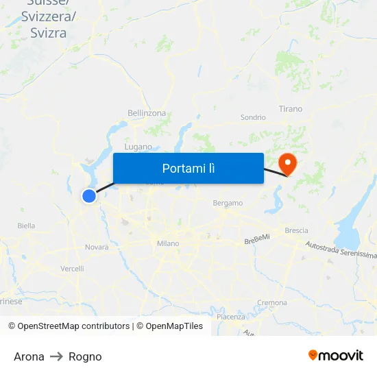 Arona to Rogno map