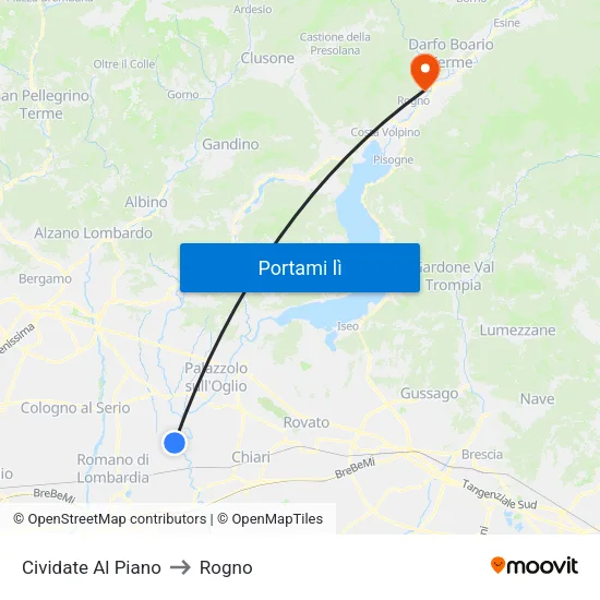 Cividate Al Piano to Rogno map