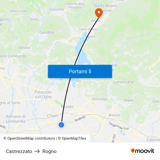 Castrezzato to Rogno map