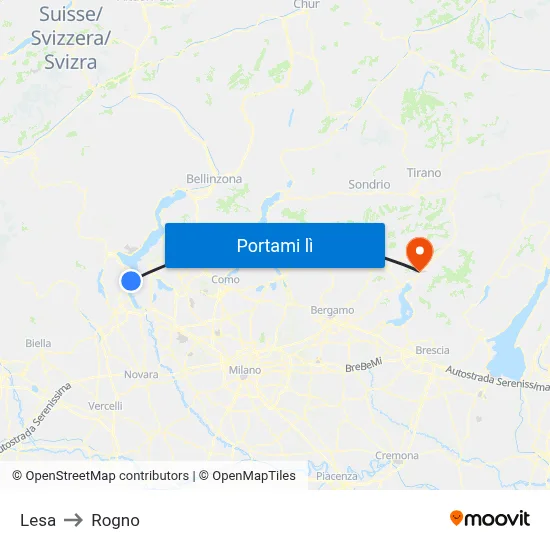 Lesa to Rogno map