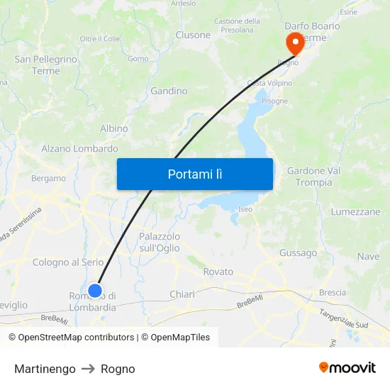 Martinengo to Rogno map