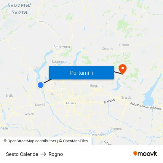 Sesto Calende to Rogno map