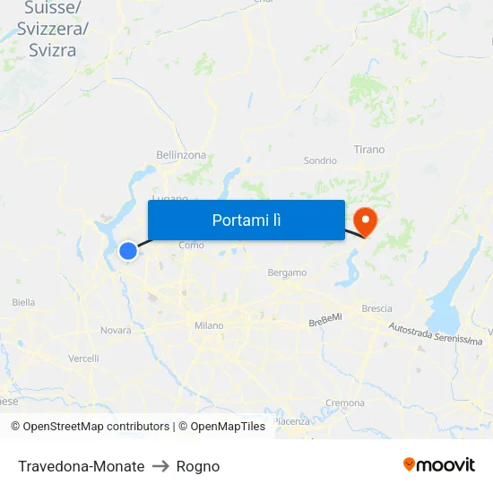 Travedona-Monate to Rogno map
