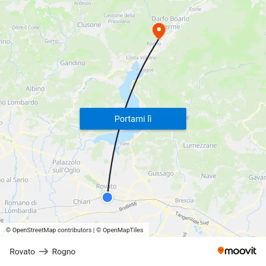 Rovato to Rogno map