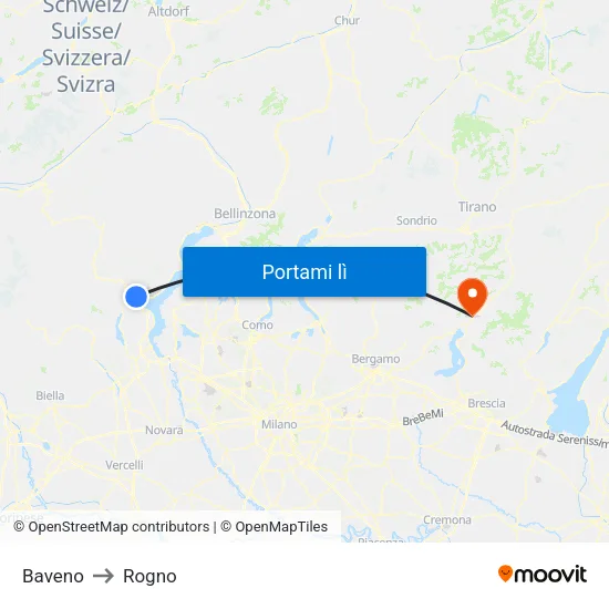 Baveno to Rogno map
