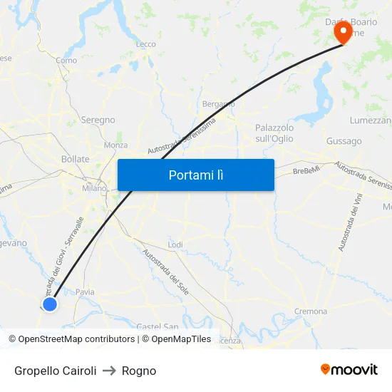 Gropello Cairoli to Rogno map