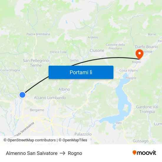 Almenno San Salvatore to Rogno map