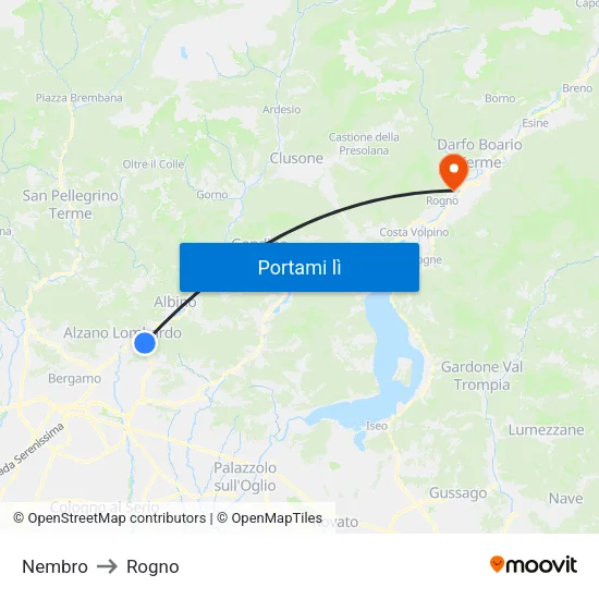 Nembro to Rogno map