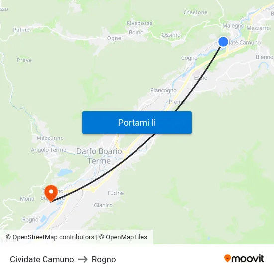 Cividate Camuno to Rogno map