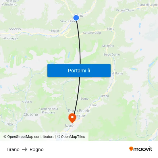 Tirano to Rogno map