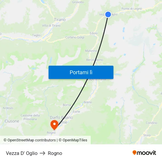Vezza D' Oglio to Rogno map