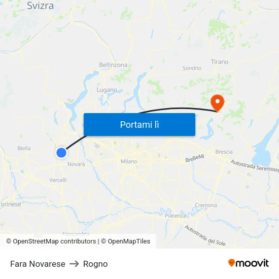 Fara Novarese to Rogno map