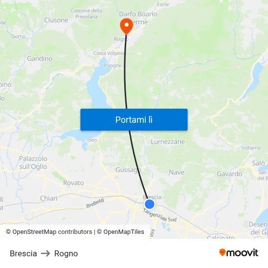 Brescia to Rogno map