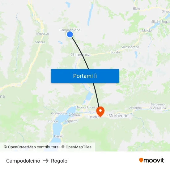Campodolcino to Rogolo map