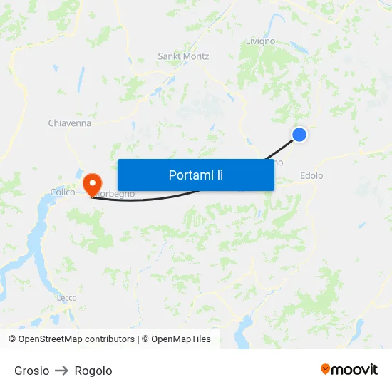 Grosio to Rogolo map