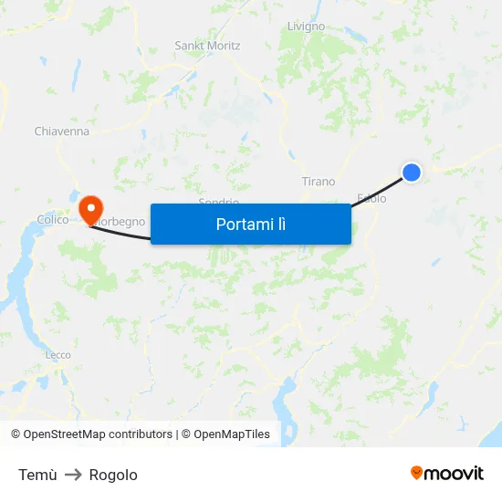 Temù to Rogolo map