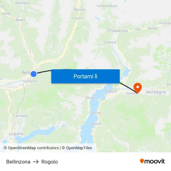 Bellinzona to Rogolo map