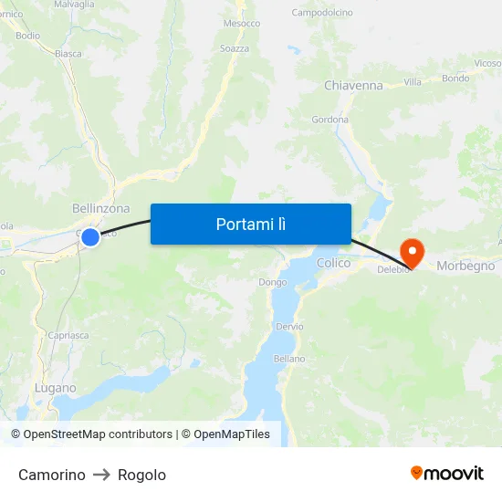 Camorino to Rogolo map