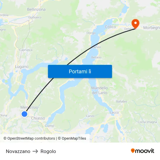 Novazzano to Rogolo map