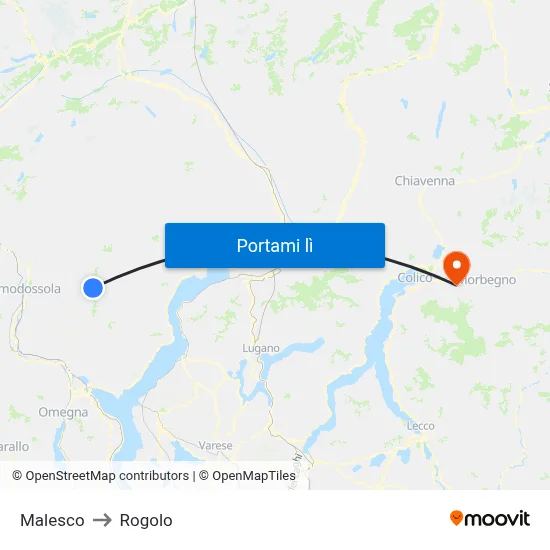 Malesco to Rogolo map