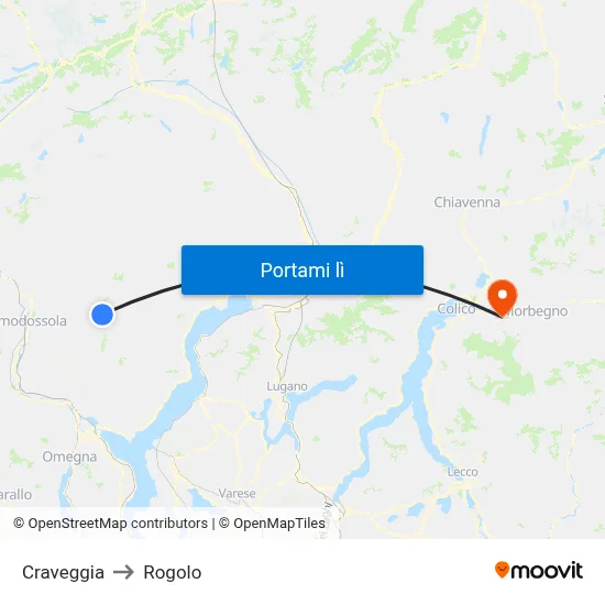 Craveggia to Rogolo map