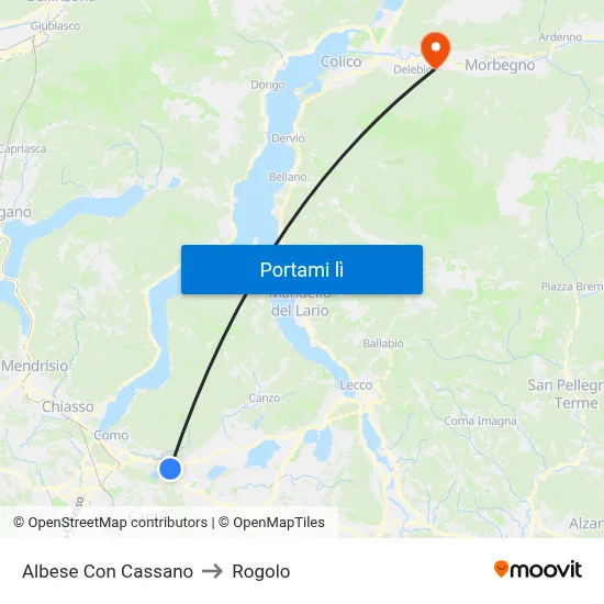 Albese Con Cassano to Rogolo map