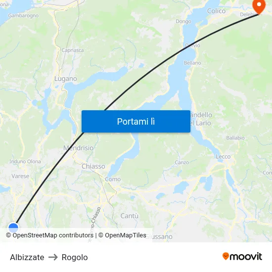 Albizzate to Rogolo map
