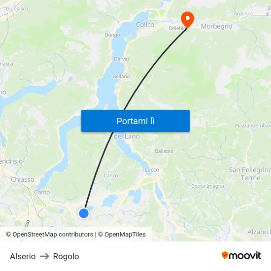 Alserio to Rogolo map