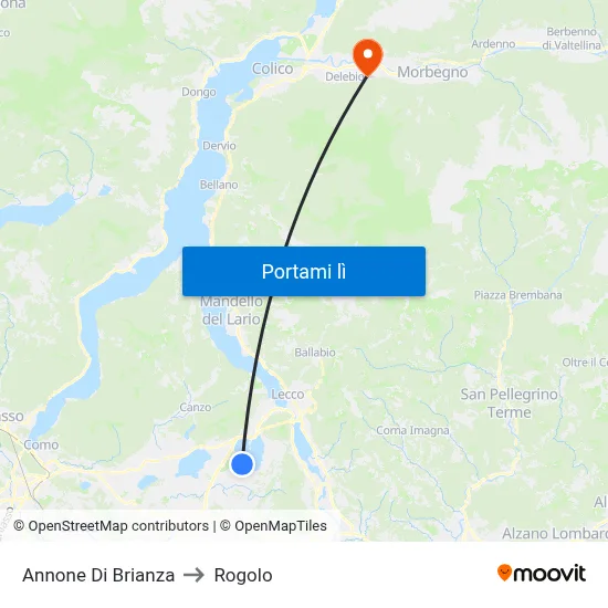 Annone Di Brianza to Rogolo map