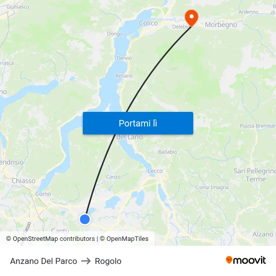 Anzano Del Parco to Rogolo map