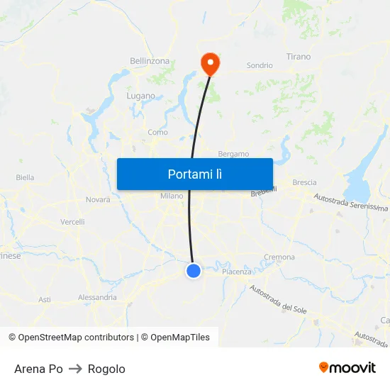 Arena Po to Rogolo map