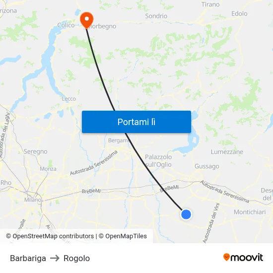 Barbariga to Rogolo map