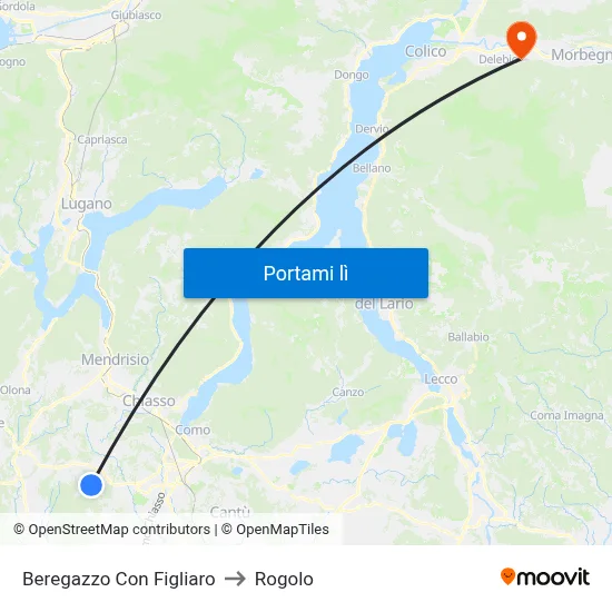 Beregazzo Con Figliaro to Rogolo map