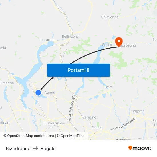 Biandronno to Rogolo map