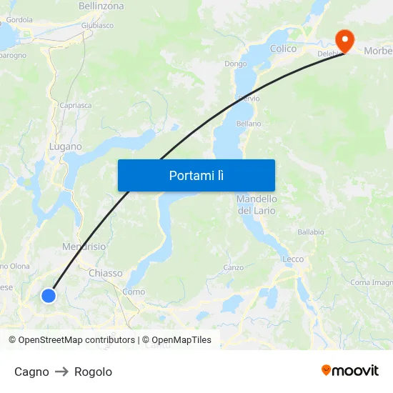 Cagno to Rogolo map