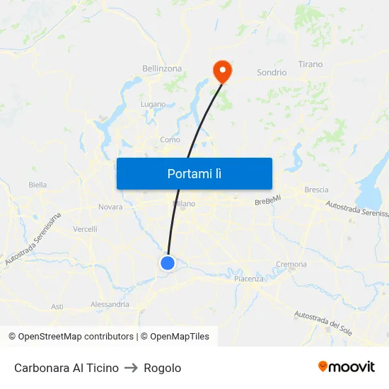 Carbonara Al Ticino to Rogolo map